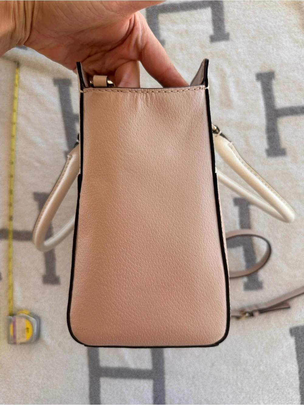 kate spade Cream and Blush Leather Satchel with Gold Hardware